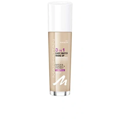 Afbeelding van Manhattan 3in1 Easy Match Make Up, olievrije foundation voor een vlekkeloze teint, kleur 30.2 porselein, 30ml