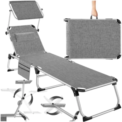 Afbeelding van tectake® Ligbed Aurelie aluminium grijs met kussen en zijvak