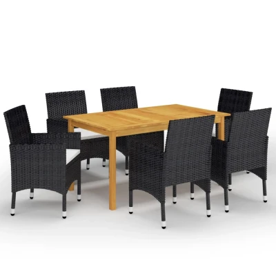 Afbeelding van 7 delige Tuinset zwart