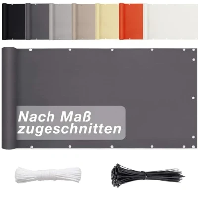 Afbeelding van Aiyaoo Inkijkbescherming, balkonscherm, zonder boren, 100 x 800 cm, privacyscherm, ondoorzichtig, in diverse maten en kleuren, polyester, windscherm, uv bescherming, voor terras, tuin, hek, antraciet