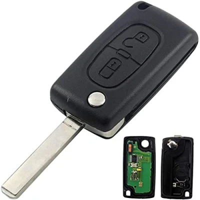 Afbeelding van Complete sleutel met elektronische programmering PLIP voor C1 C2 C3 C4 C5 Berlingo Picasso 207 208 307 308 3008 807 hoes CE0536 groefloos lemmet afstandsbediening