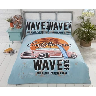Afbeelding van California Retro dekbedovertrek lits jumeaux Long Beach Pacific Coast dekbed geschikt voor 240 x 220 cm.