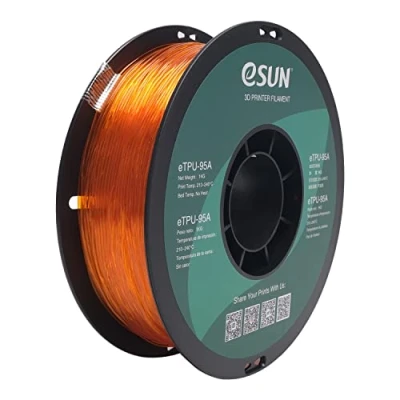 Afbeelding van eSUN Flexibel TPU Gloeidraad 1.75mm, 95A 3D Printer Gloeidraad, Dimensionale Nauwkeurigheid +/ 0.05mm, 1KG (2.2 LBS) Spoel Printen Materiaal voor Printer, Transparant Oranje