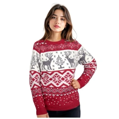 Afbeelding van Kersttrui voor de Winter. Dames en Heren. Koppels. Gebreide Trui met Kerstprint Lange Mouwen. Maat L