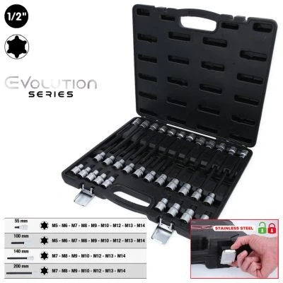 Afbeelding van KS Tools 1/2 Set RIBE bit doppen, 32 dlg, kort, lang en extra