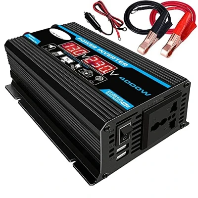 Afbeelding van Inverter, Omvormer 12V 220V 4000W 220V/110V AC Auto Power Inverter Adapter Dual USB Transformer Gemodificeerde Sine Wave (Kleur: Zwart 220V)