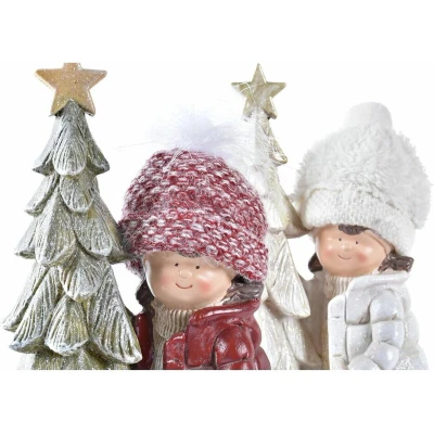 Afbeelding van Kerstversiering DKD Home Decor Polyester Hars Purpurine Kinderen (17 x 11 27,5 cm) (2 Stuks)