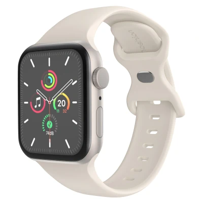 Afbeelding van Apple Watch bandje Siliconen en TPU (zacht) Sterrenlicht Geschikt voor Series1/2/3/4/5/6/7/8/9/10/SE (38/40/41 mm) Series 10 (42