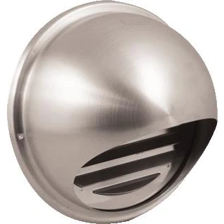 Afbeelding van RVS Bolrooster met schoepen en muggengaas Ø 150 mm 316
