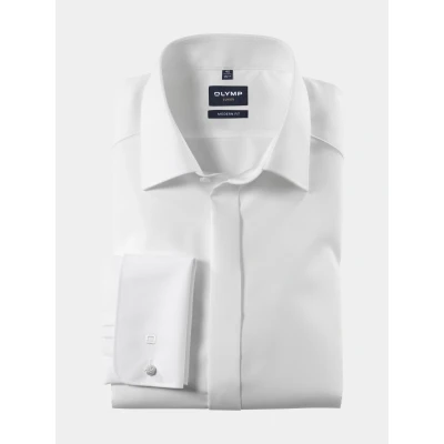 Afbeelding van OLYMP Luxor Sleeve 7 Trouwoverhemd Off White maat 42 Heren Overhemden Trouw met Modern fit Pasvorm Strijkvrij katoen