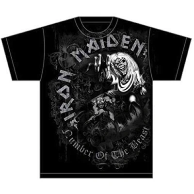 Afbeelding van Iron Maiden Number Of The Beast Grey Tone Heren T shirt S Zwart