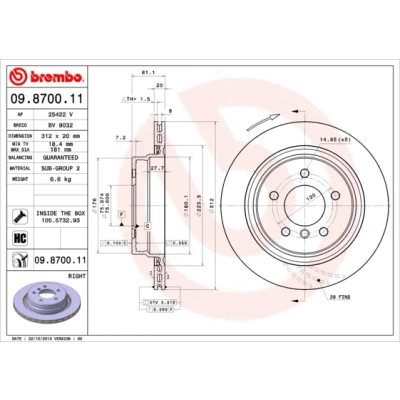 Afbeelding van Brembo Remschijf 09.8700.11