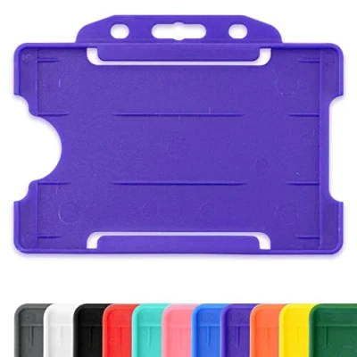 Afbeelding van CKB ltd 10x kaarthouder badgehouder pasjes badge badges naambadge houder kaarthouders naambadges plastic badgehouders etiket ov hoesje houders etiketten hardplastic Paars