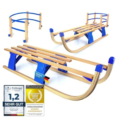 Afbeelding van Alpenflitzer® houten slee, 110 cm, Davoser rodel, opvouwbare kinderslee, premium slee van beukenhout, klapslee (model 2023)
