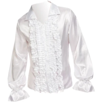 Afbeelding van Smiffy&#039;s Hippie Kostuum Wit 60s Rouches Hemd Man / Beige Medium Carnavalskleding Verkleedkleding