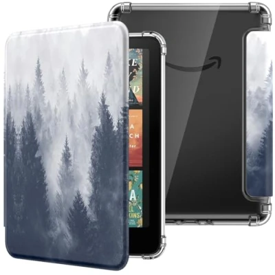 Afbeelding van MoKo Case for All new 7&quot;Kindle Paperwhite 12th Generation 2024&amp;Kindle Colorsoft Signature Edition 2024,Ultra Clear Soft Flexible Transparent TPU Back Cover Light Shell with Auto Wake/Sleep,Gray Forest