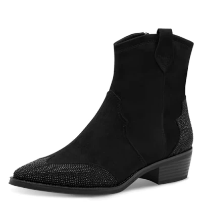 Afbeelding van MARCO TOZZI Dames Bootie Zip+Slip 2 25340 43 westernlaarzen, zwart, 39 EU