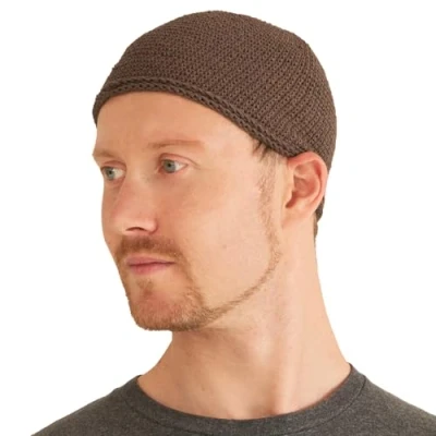 Afbeelding van CHARM Kufi Hat Mens Beanie Mannen Katoen Skull Cap Hand Made 2 Maten Islam, Lichtbruin, L