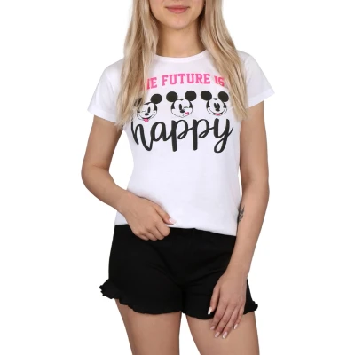 Afbeelding van Mickey Mouse Disney Zwart witte meisjespyjama met korte mouwen, zomerpyjama / 140