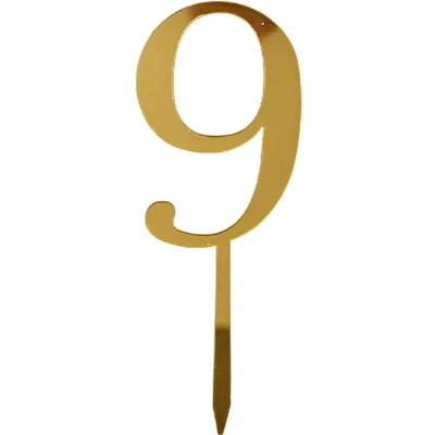 Afbeelding van Cake Topper Cijfer 9 Goud 1 Stuk Taarttopper Taartdecoratie Taartversiering