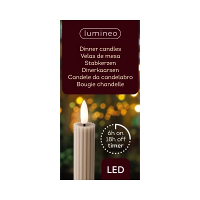 Afbeelding van LED dinerkaars lichtgrijs met vlam effect 24,5cm