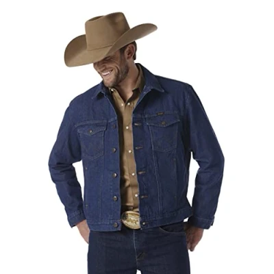 Afbeelding van Wrangler Heren westerse stijl ongevoerd spijkerjack, Denim, XXL