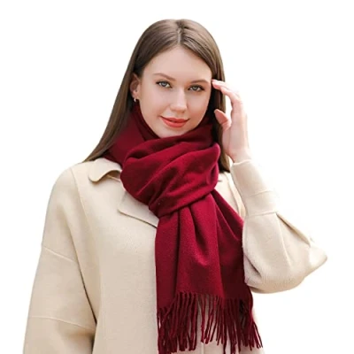 Afbeelding van MASADA Dames Winter Sjaal warme en zachte XXL 200 x 70 cm Donkerrood