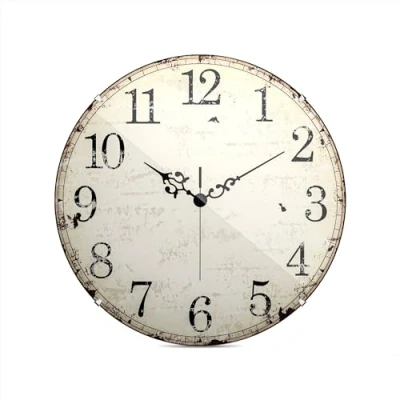 Afbeelding van Mebus Kwartswandklok, stil uurwerk geen tikktak geluid, nauwkeurig kwartsuurwerk, afdekking van koepelglas opvallend design, Arabische wijzerplaat, diameter: 35 cm