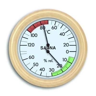 Afbeelding van TFA Dostmann Analoge sauna thermo hygrometer, met houten frame, temperatuur, luchtvochtigheid, hittebestendig