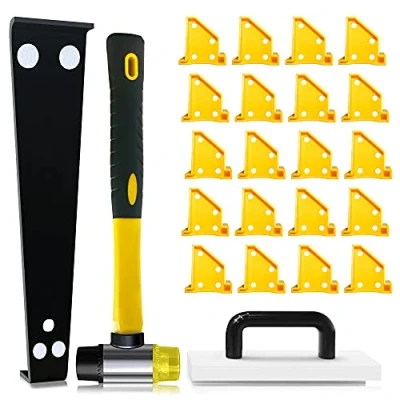 Afbeelding van Laminaatvloergereedschap, vloerinstallatiekit, vinyl vloergereedschappen klopblok met handgreep, 2 in 1 afstandhouder, heavy duty pull bar, versterkte dubbelzijdige mallet
