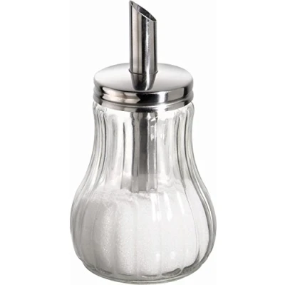 Afbeelding van Suikerstrooier glas &amp; RVS ø8 x h15 cm Set van 2 stuks
