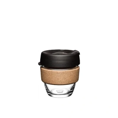 Afbeelding van KeepCup Brew Cork, herbruikbare glazen beker, spatwaterdicht, small 8oz 227ml, zwart