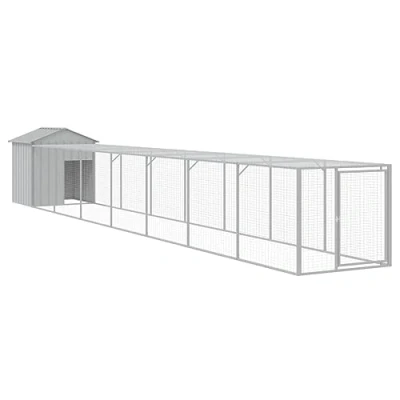 Afbeelding van vidaXL Kippenhok met ren 117x813x123 cm staal lichtgrijs