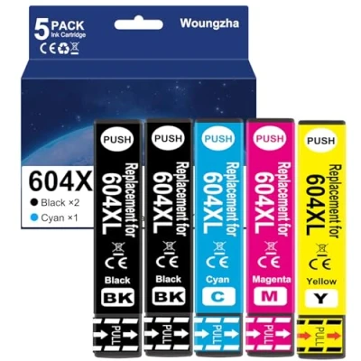 Afbeelding van Woungzha Inktcartridge compatibel met Epson 604XL 604 XL voor Expression Home XP 2200 2205 3200 3205 4200 4205, Workforce WF 2910 2930 2935 2950 (5 verpakkingen)