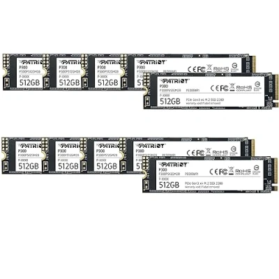 Afbeelding van Patriot P300 512GB Interne SSD NVMe PCIe Gen 3x4 M.2 2280 Solid State Drive 10 Pack