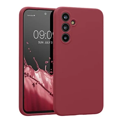 Afbeelding van kwmobile telefoonhoesje compatibel met Samsung Galaxy A54 5G hoesje Back cover siliconen coating Smartphone case in rabarber rood