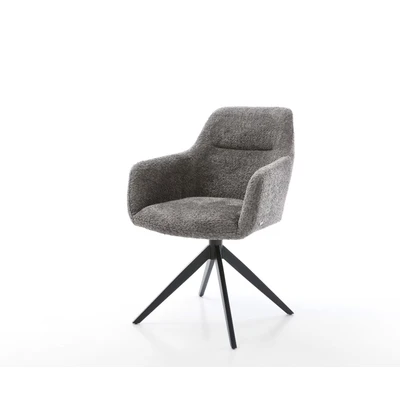 Afbeelding van DELIFE Draaistoel Pejo Flex bouclé grijs kruisframe breed zwart 360 draaibaar rocker functie pocketveer kern