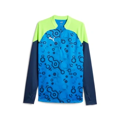 Afbeelding van Puma Individualcup 1/4 ZIP Longsleeve, Heren, Maat: Large, Persian blue/pro green