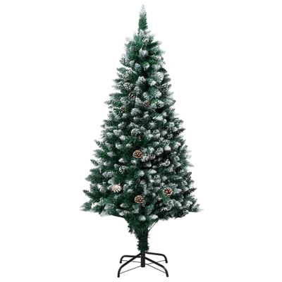 Afbeelding van Kunstkerstboom met dennenappels en witte sneeuw 150 cm