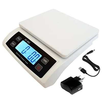 Afbeelding van Eosphorus 30 KG Digitale Postweegschaal Wegen en Ponden Kilogrammen Grammen Weegschaal Nauwkeurigheid Precisie voor Verzending van Pakketten met USB oplader DC adapter Grote Basis Telfunctie