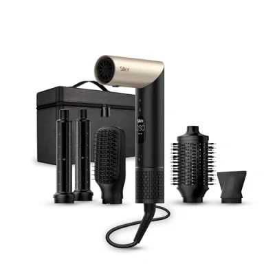 Afbeelding van Silk&#039;n haardroger, borstel en stijltang SilkyAir Flex Alles in één föhn multistyler met flexibele bediening Inclusief accessoires, opbergtas 1300W Cadeau idee Rose gold Curly &amp; Wavy