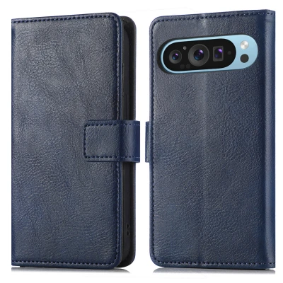 Afbeelding van Google Pixel 9 Hoesje Kunstleder iMoshion Bookcase Donkerblauw Telefoonhoesje
