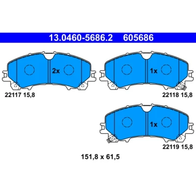 Afbeelding van Remblokkenset, schijfrem ATE 13.0460 5686.2