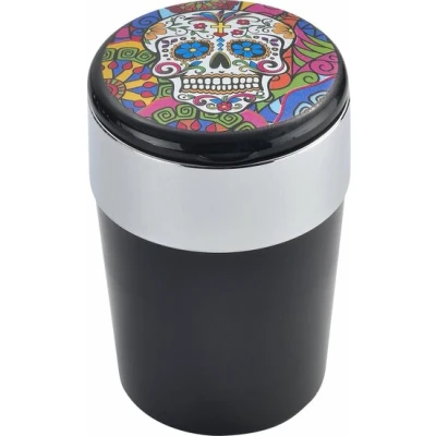 Afbeelding van Auto Asbak Calavera Mix 3 Met Licht 12x8x8 cm