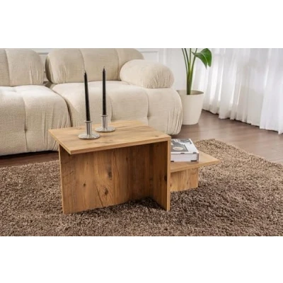 Afbeelding van Design salontafel Rechy 80x40cm Licht hout Menzzo