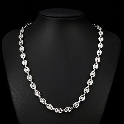 Afbeelding van Stalen Ketting Schakelketting Koffieboon Halsketting 7mm/60cm