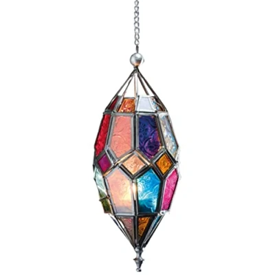 Afbeelding van Purity Style Marokkaanse Stijl Opknoping Glas Theelicht Lantaarn (Medium Multi)