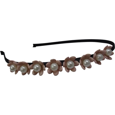 Afbeelding van Jessidress® Diademen met Bloemen Haar Diadeem parels Haarband Hoofdband Beige