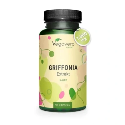 Afbeelding van Vegavero 5 HTP 200 mg capsules Griffonia Simplicifolia zaadextract Uit Afrika Veganistisch Getest in laboratorium Zonder toevoegingen Duitse productie door
