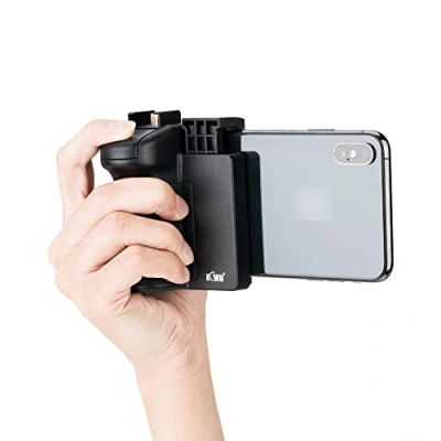 Afbeelding van KIWIFOTOS Smartphone Handgrip Statief Draadloze Afstandsbediening, Telefoonclip, Compatibel met iPhone, Android Zwart